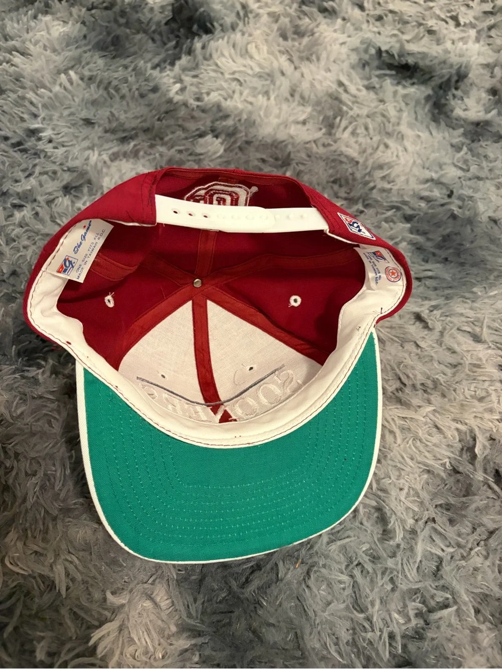 Vintage 90s The Game Oklahoma Sooners Snapback Hat Bar Logo Green Underbrim OU